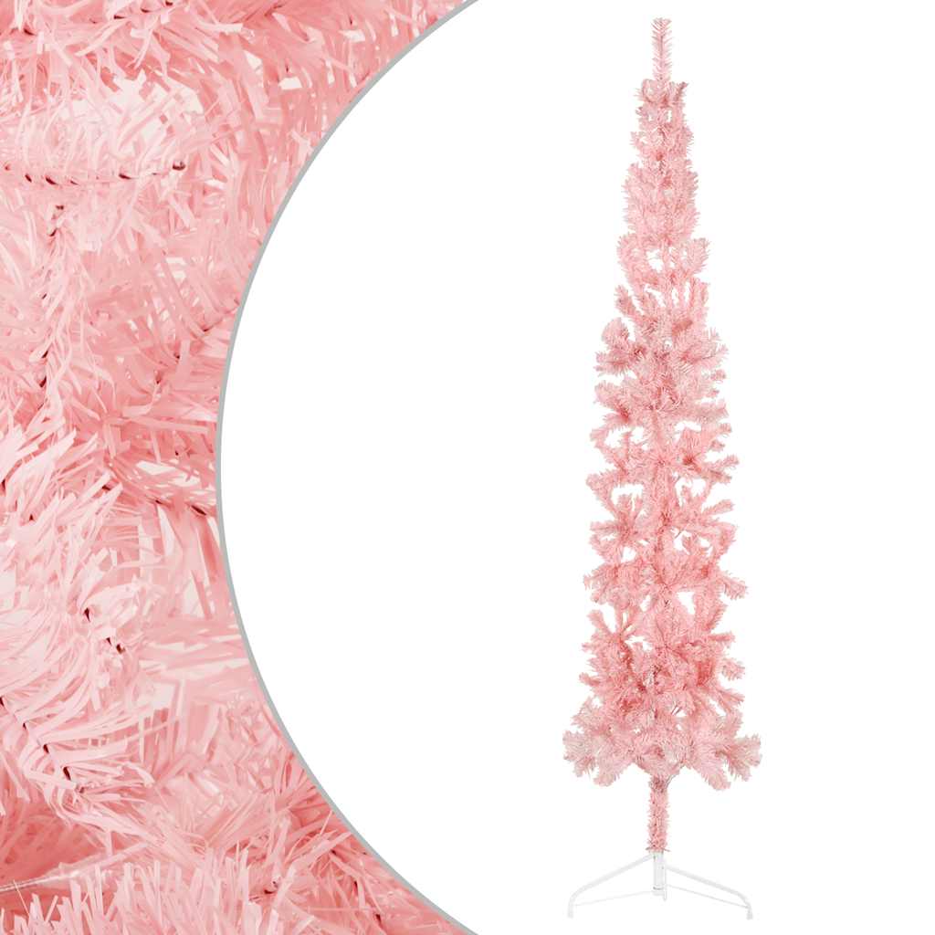 Künstlicher Halb-Weihnachtsbaum mit Ständer Schlank Weiß 180 cm