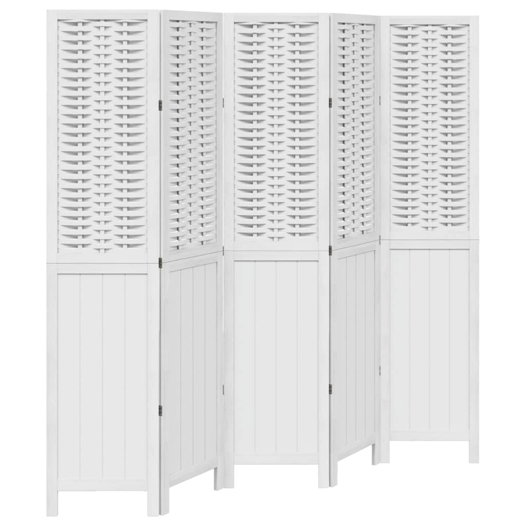 3-tlg. Raumteiler Weiß Massivholz Paulownia