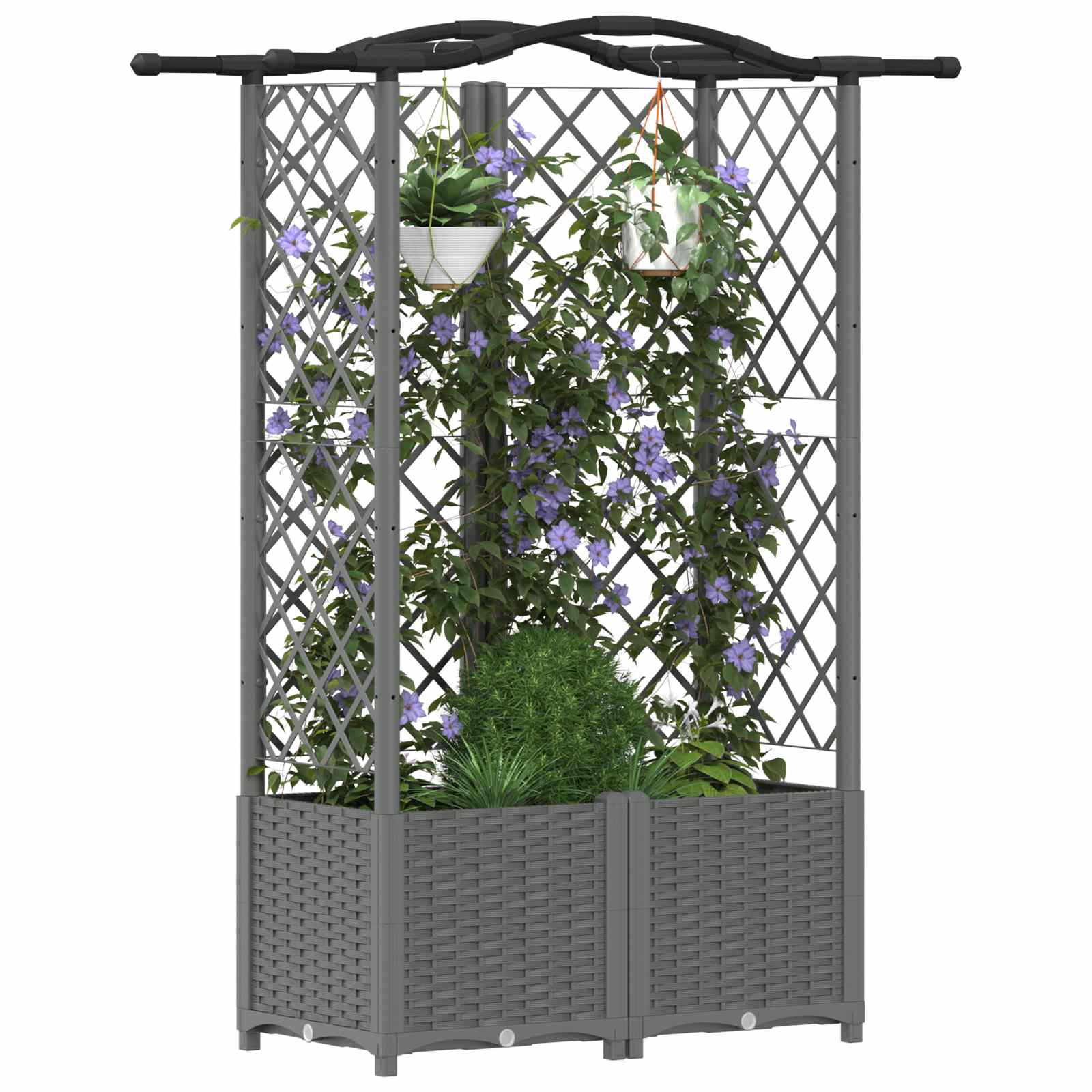 Hochbeet mit Rankgitter und Dach Braun 124 x 40 x 123 cm PP