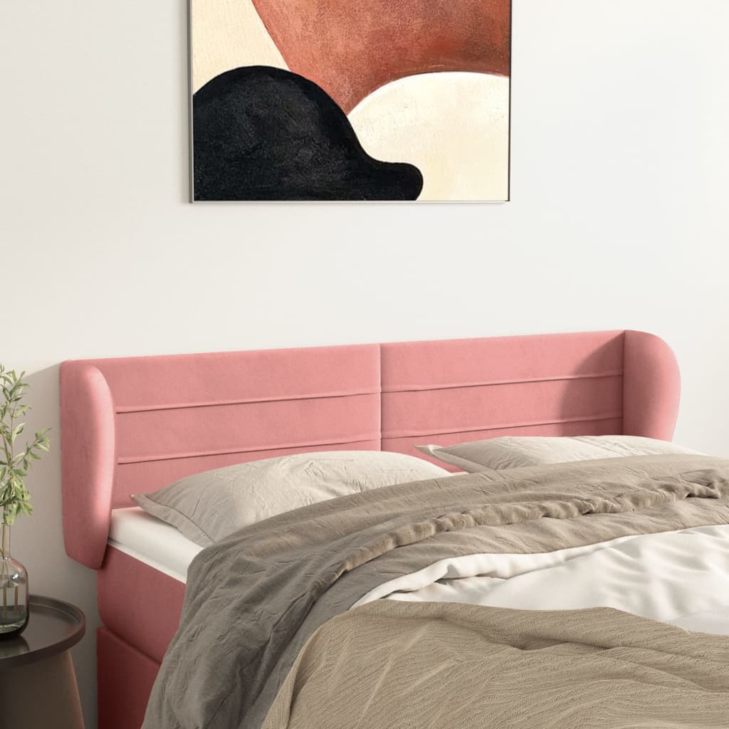 Kopfteil mit Ohren Dunkelblau 203x23x118/128 cm Samt