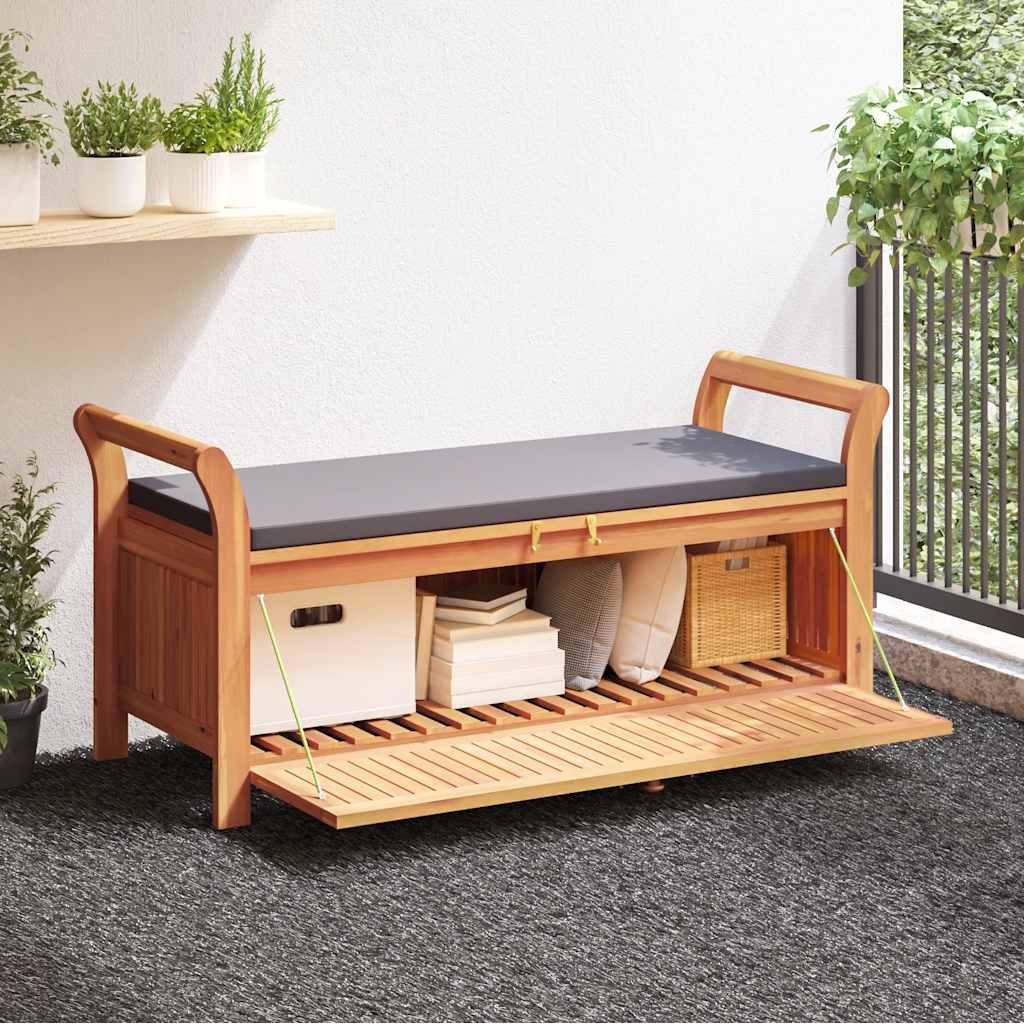Garten-Truhenbank mit Kissen 91 cm Massivholz Akazie