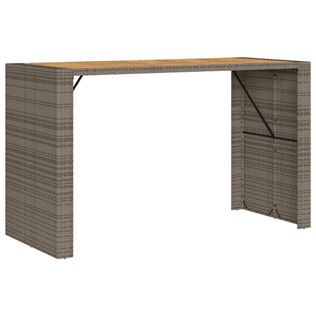 Garten-Bartisch mit Holzplatte Schwarz 105x80x110 cm Polyrattan