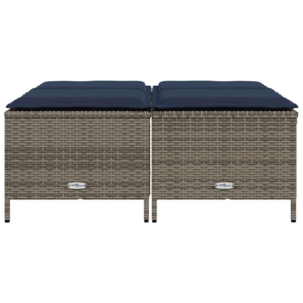 Gartenhocker mit Kissen 4 Stk. Braun Poly Rattan