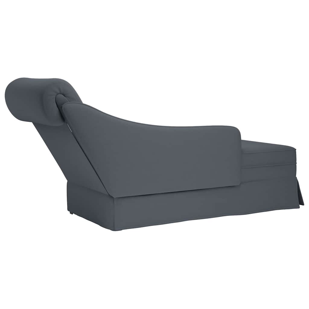 Chaiselongue mit Nackenrolle und Rechter Armlehne Blau Samt