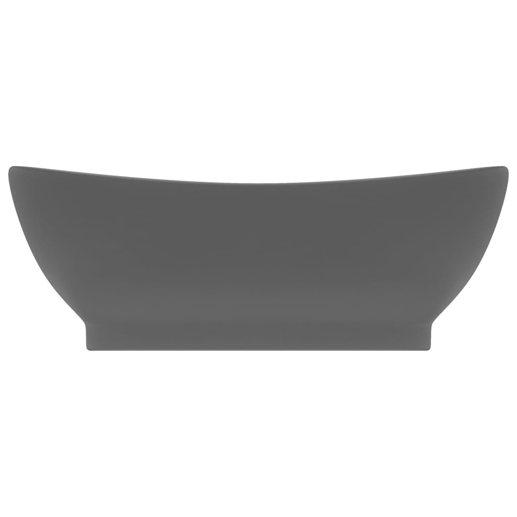 Luxus-Waschbecken Überlauf Oval Matt-Weiß 58,5x39 cm Keramik