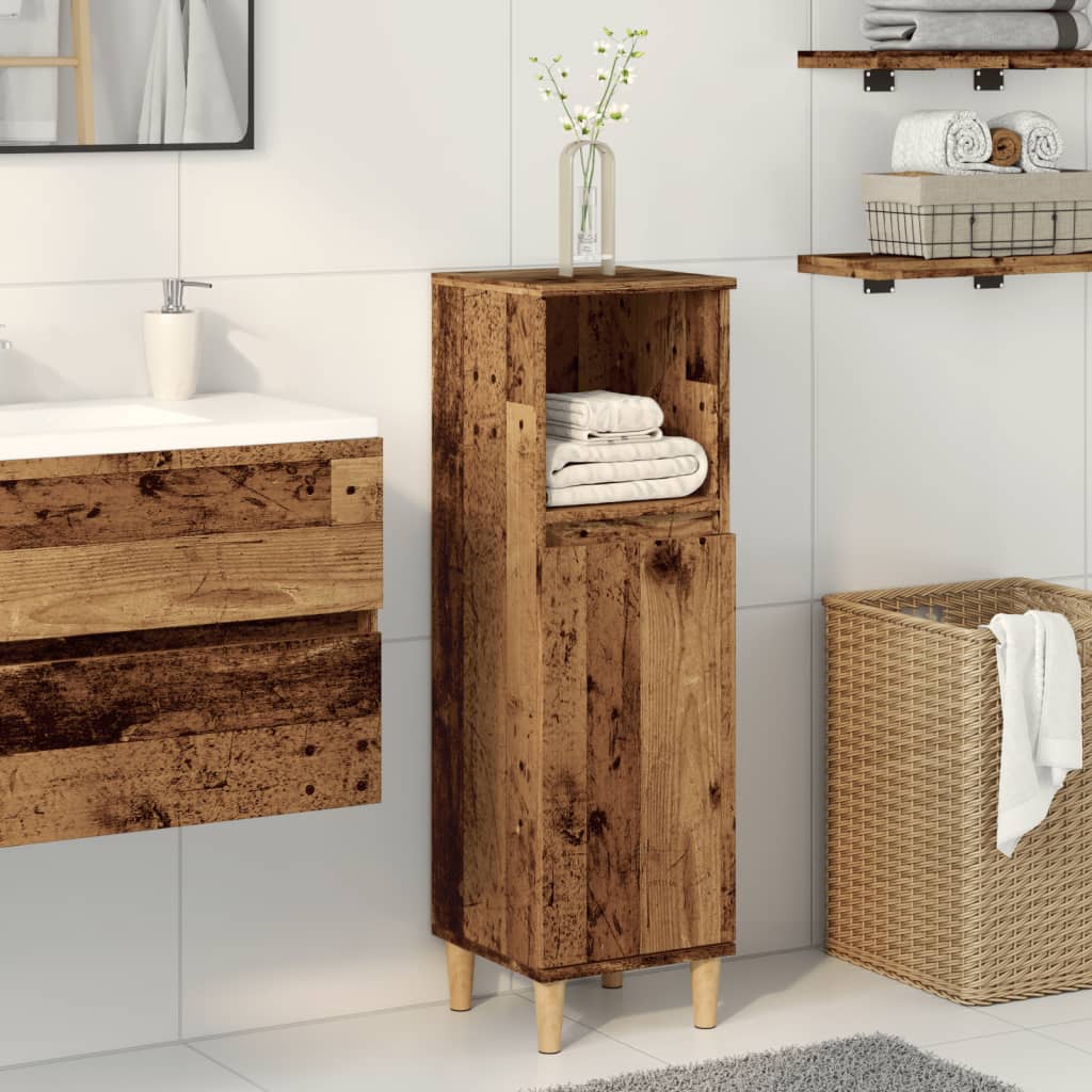 Badschrank Weiß 30x30x100 cm Holzwerkstoff