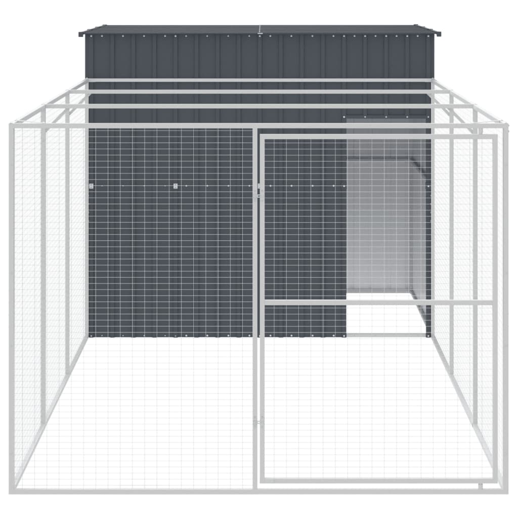 Hundehütte mit Dach Anthrazit 214x153x181 cm Verzinkter Stahl
