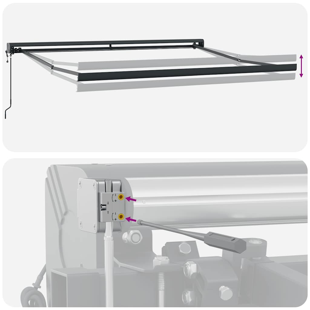 Markise Einziehbar Blau und Weiß 4x3 m Stoff und Aluminium