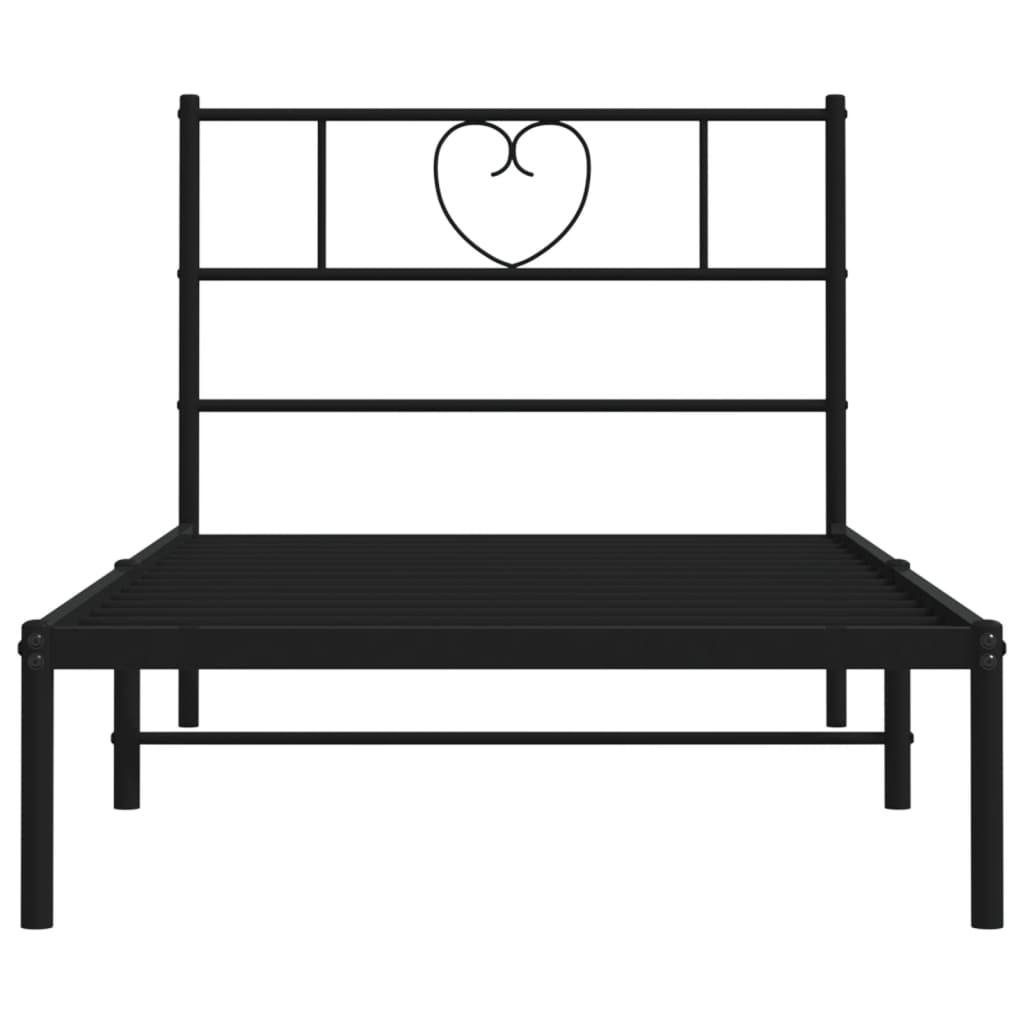 Bettgestell mit Kopfteil Metall Schwarz 100x190 cm