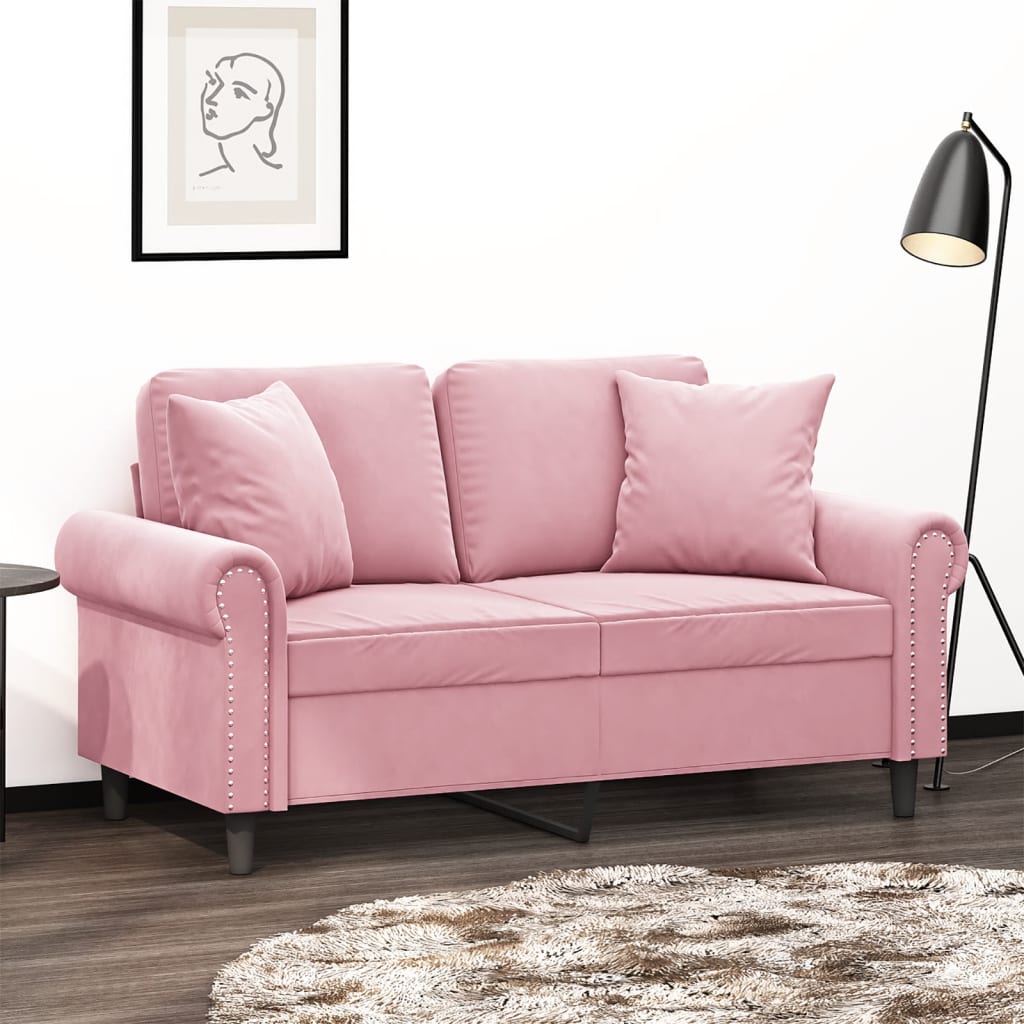 2-Sitzer-Sofa mit Zierkissen Dunkelgrün 120 cm Samt