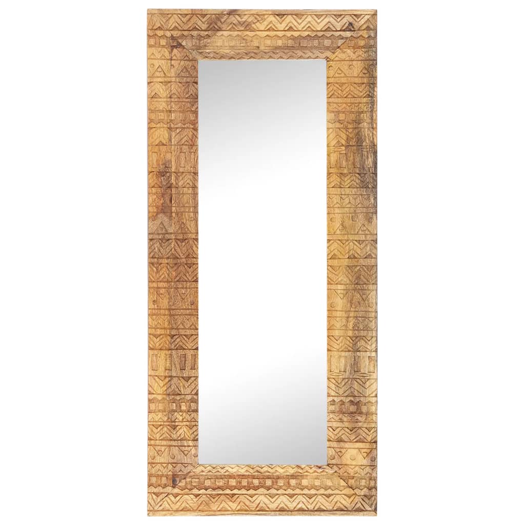 Handgeschnitzter Spiegel 50x50x2,5 cm Massivholz Mango