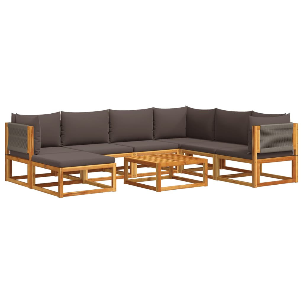 6-tlg. Gartensofa-Set mit Kissen Holz Akazie & Seil