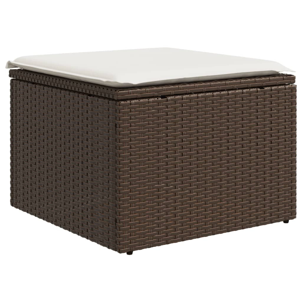 Gartenhocker mit Kissen Schwarz 55x55x37 cm Poly Rattan