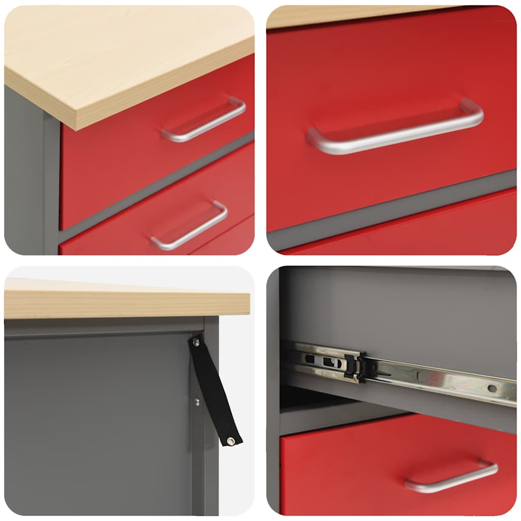 Werkbank mit Schubladen Schwarz und Grau 50 x 55 x 85 cm