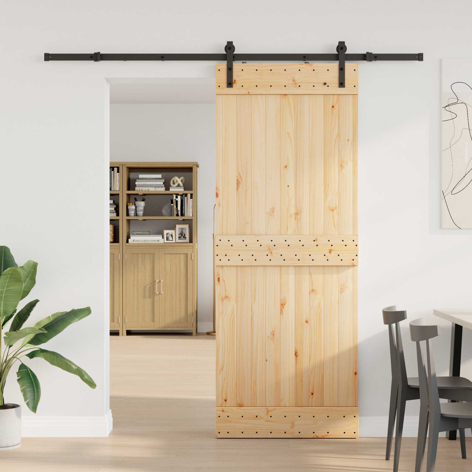Schiebetür NARVIK Natürlich und Schwarz 70 x 210 cm (152,5 cm)