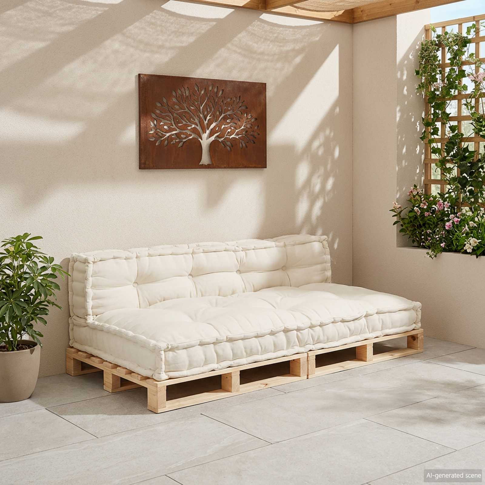 Palettensofa-Auflage Mehrfarbig Stoff Patchwork