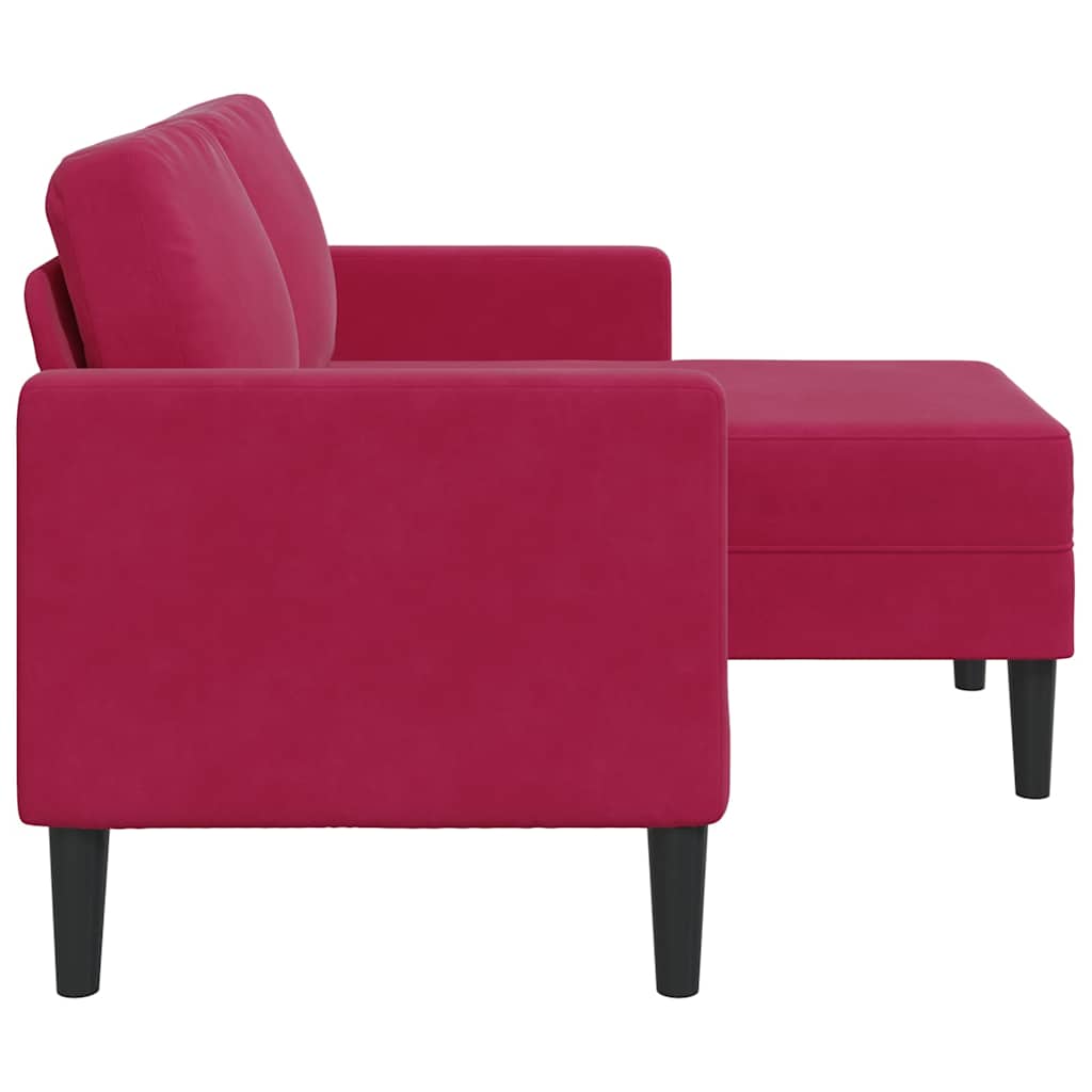 2-Sitzer-Sofa mit Chaiselongue L-Form Blau 125 cm Samt