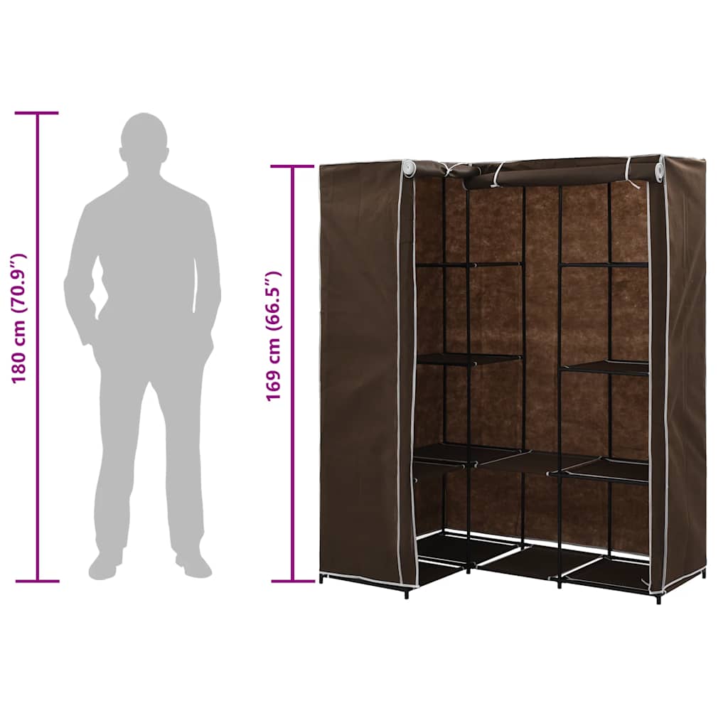Eckkleiderschrank Schwarz 130 x 87 x 169 cm