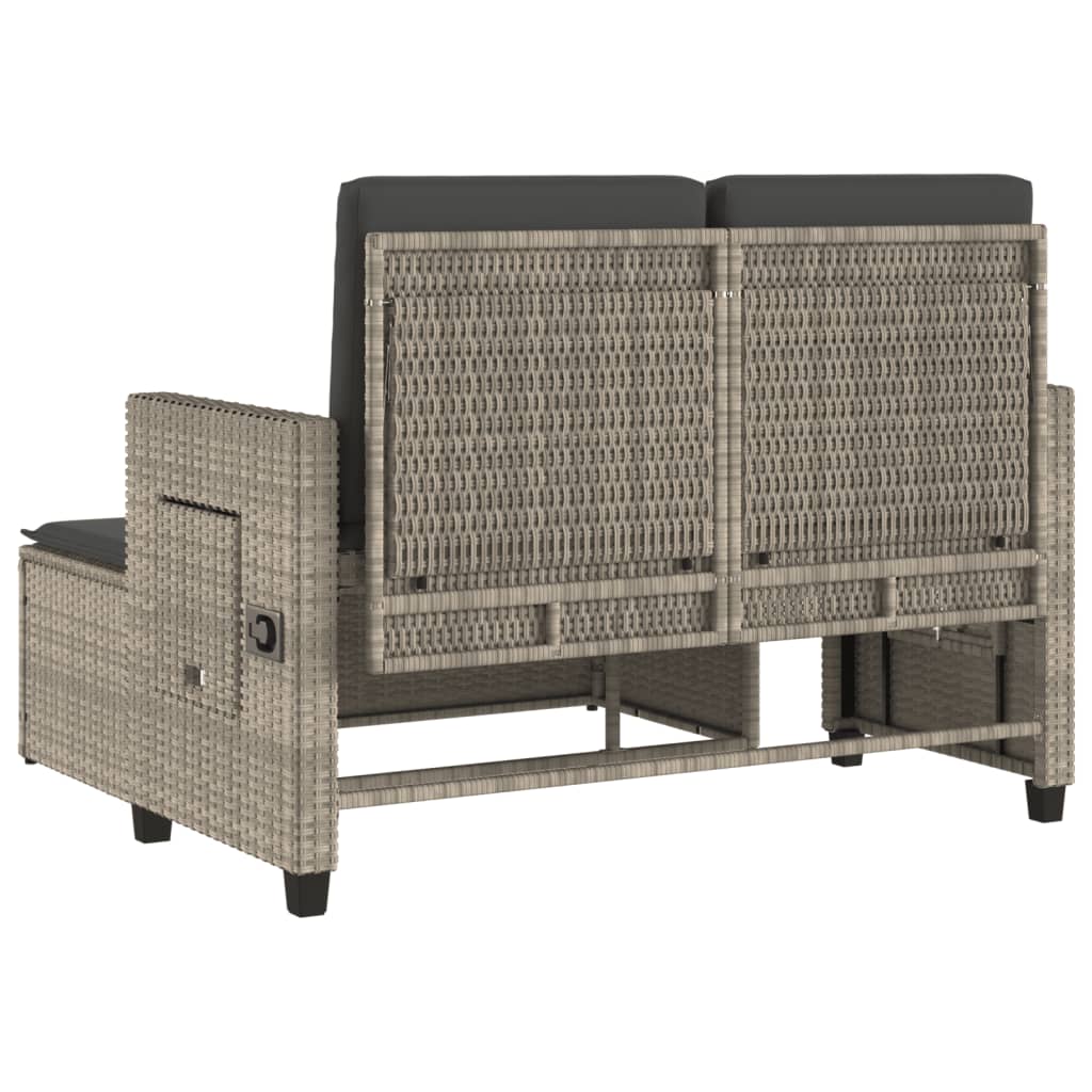 Gartenbank Verstellbar mit Kissen Schwarz Poly Rattan