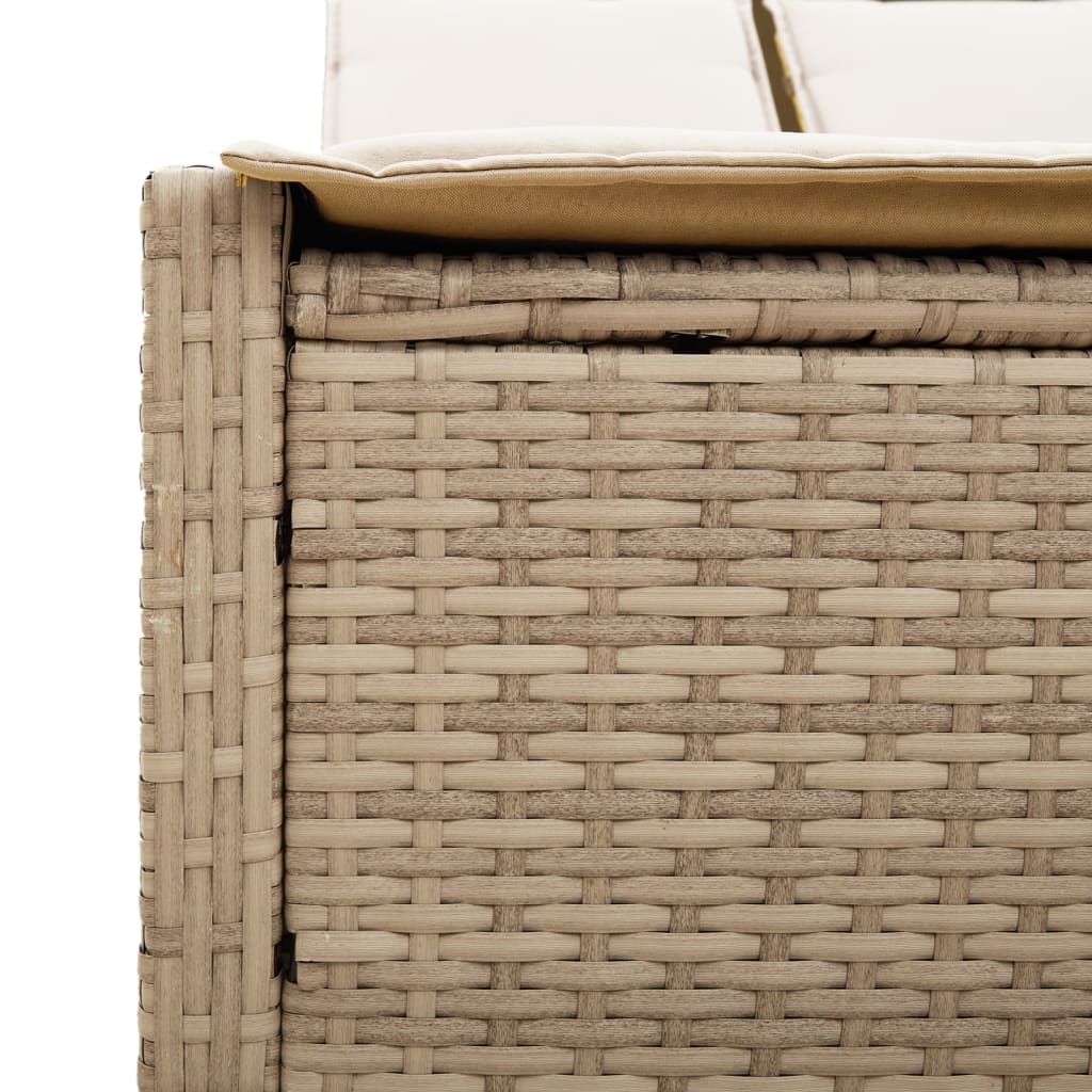 Doppel-Sonnenliege mit Kissen Schwarz Poly Rattan