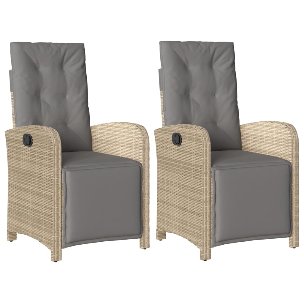 Gartensessel mit Fußteil Verstellbar Schwarz Poly Rattan