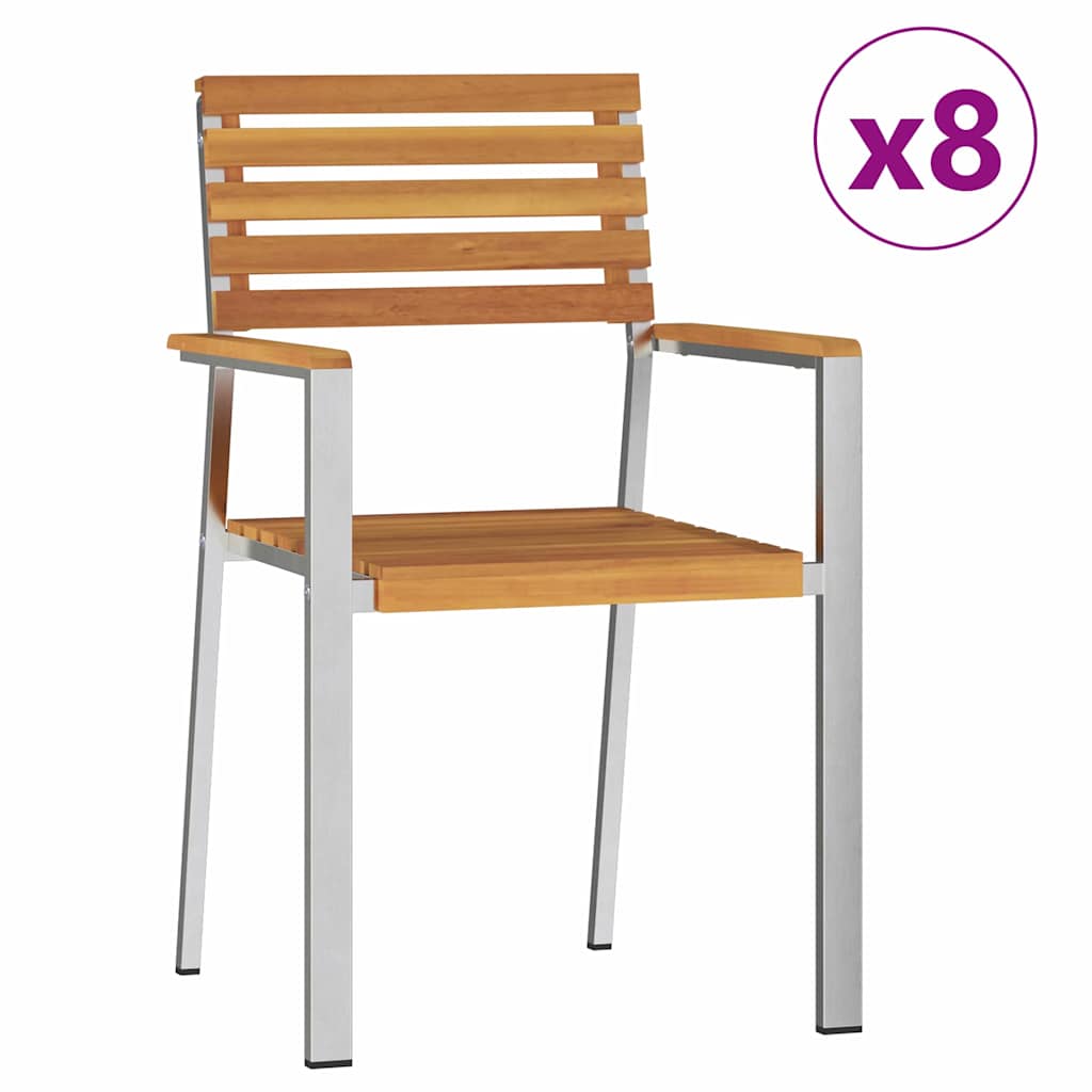 Gartenstuhl 6 pcs Massives Akazienholz und Edelstahl