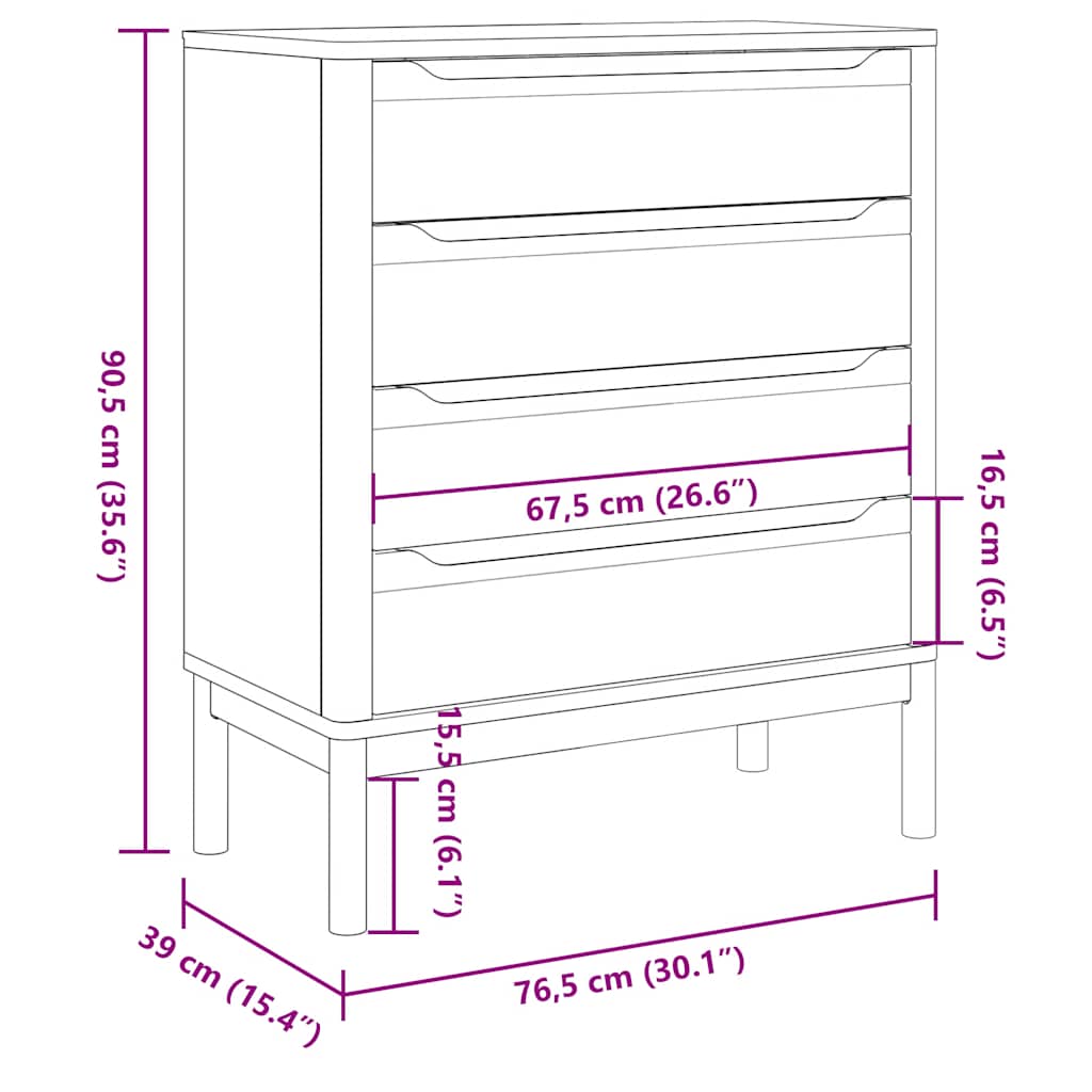 Kommode FLORO Wachsbraun Massivholz Kiefer