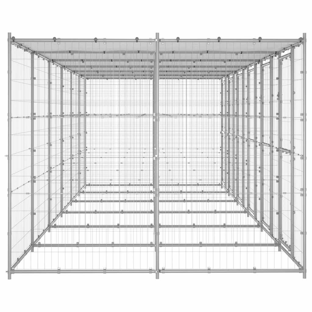 Outdoor-Hundezwinger Stahl mit Überdachung 110x220x180 cm