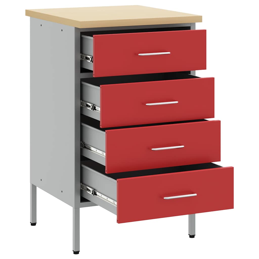 Werkbank mit Schubladen Schwarz und Grau 50 x 55 x 85 cm