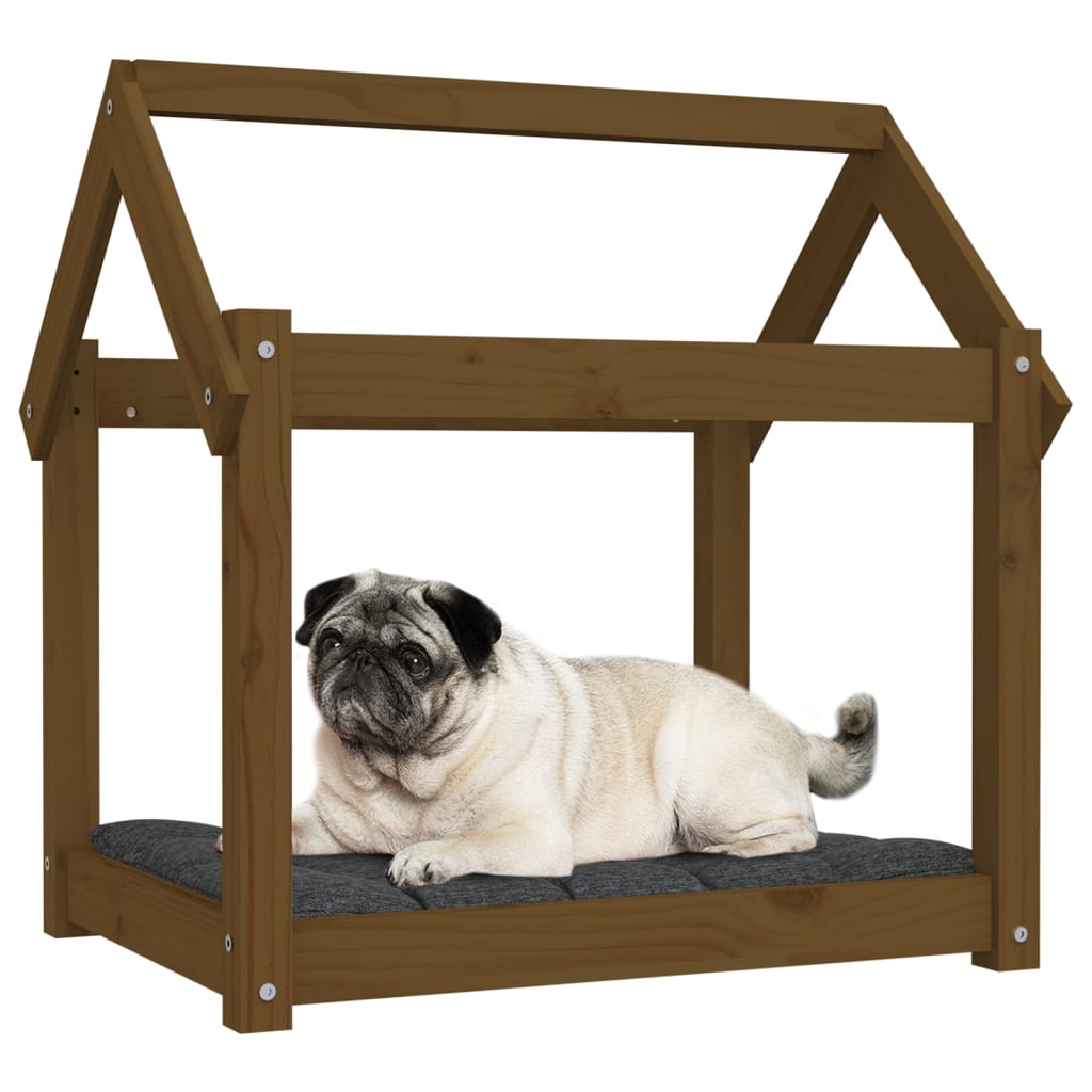 Hundebett Grau 61x50x70 cm Massivholz Kiefer