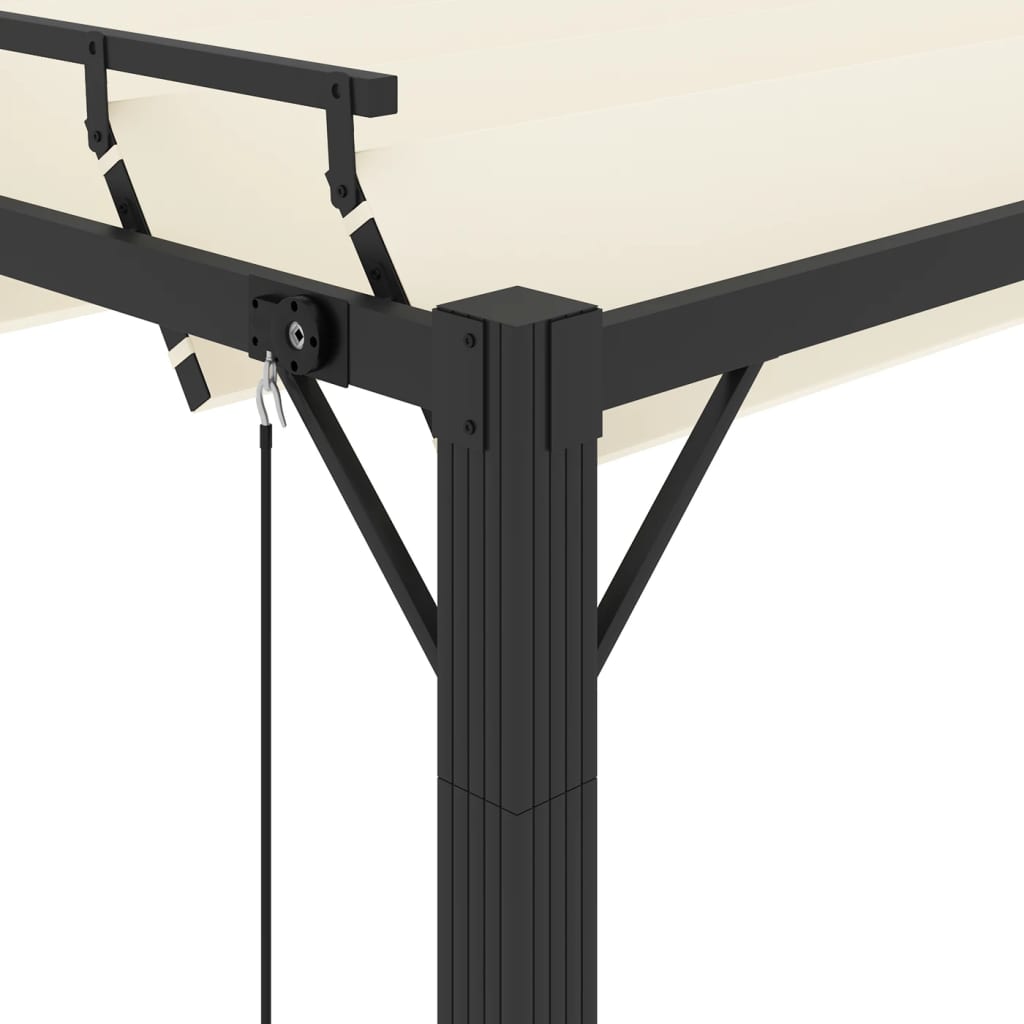 Pergola mit Lamellendach 3x3 m Creme Stoff und Aluminium