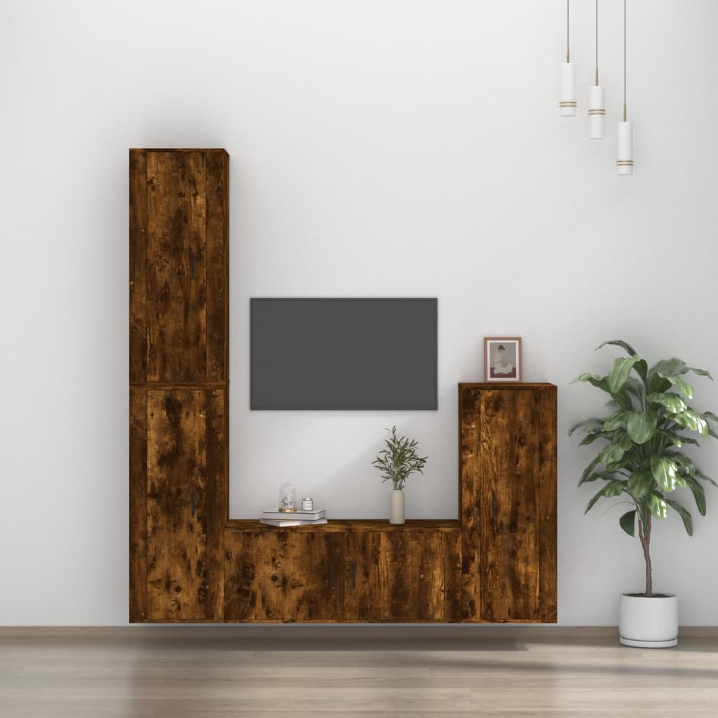 4-tlg. TV-Schrank-Set Weiß Holzwerkstoff