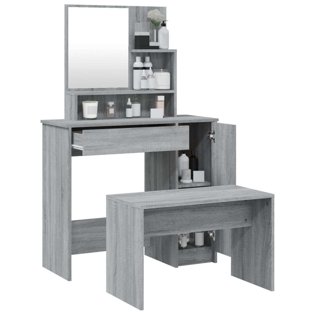 Schminktisch-Set Weiß 86,5x35x136 cm