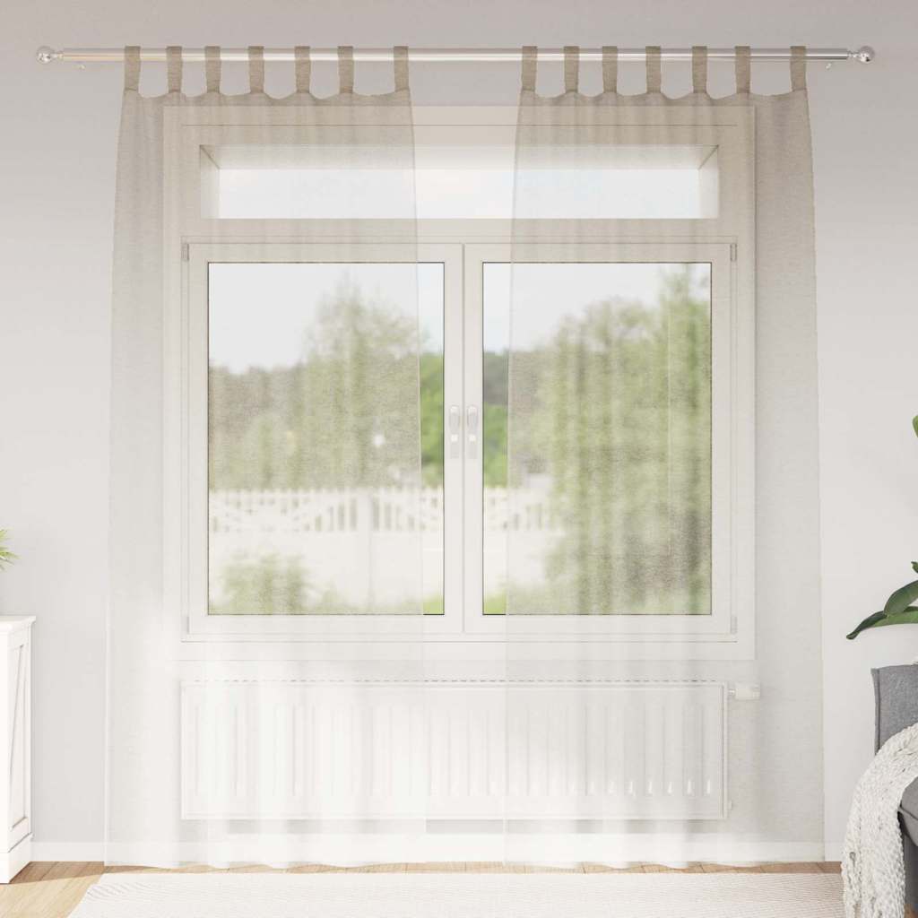Voile-Vorhang mit Vorhängen 2 pcs Weiß 140 x 140 cm Polyester