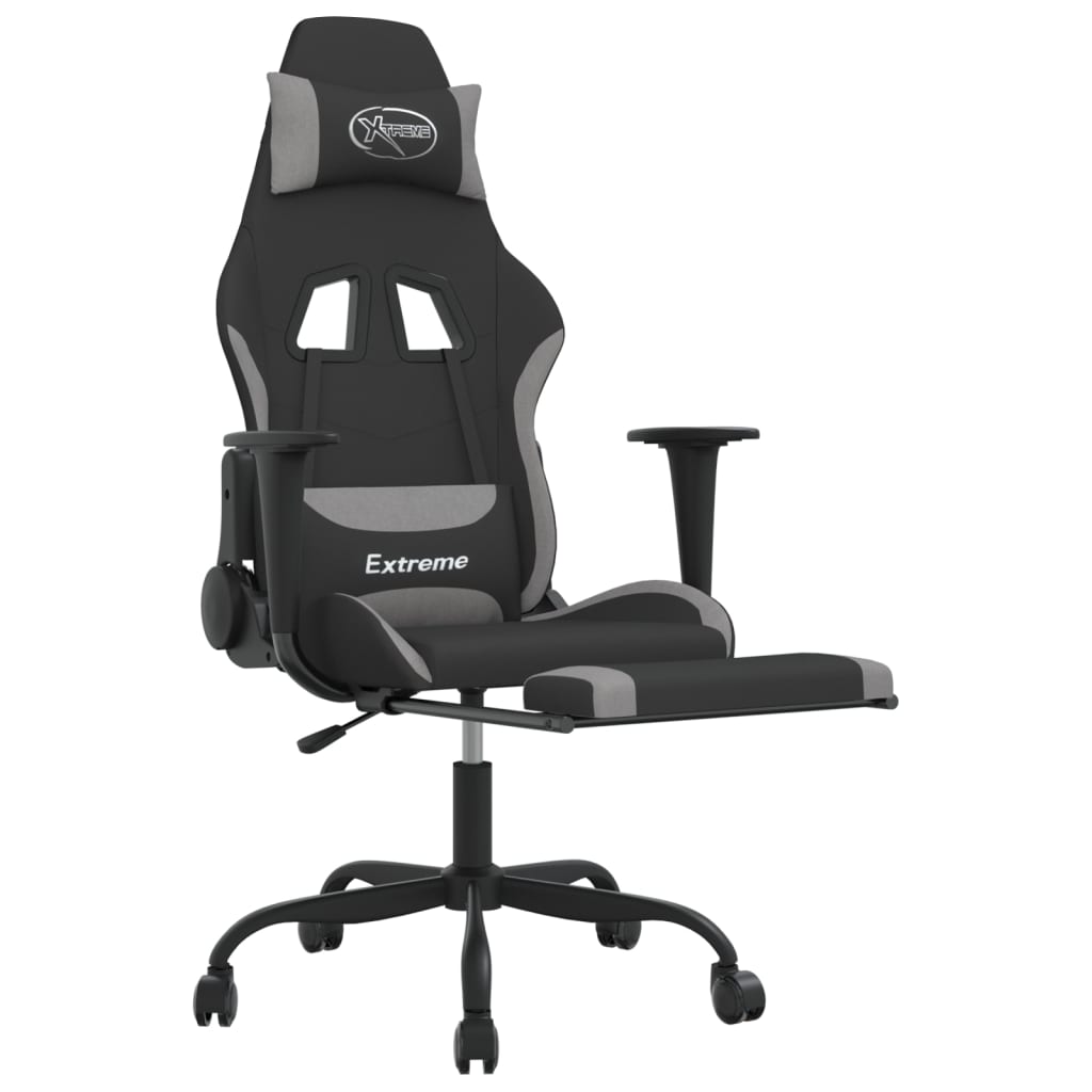 Gaming-Stuhl mit Massagefunktion Schwarz und Creme Stoff