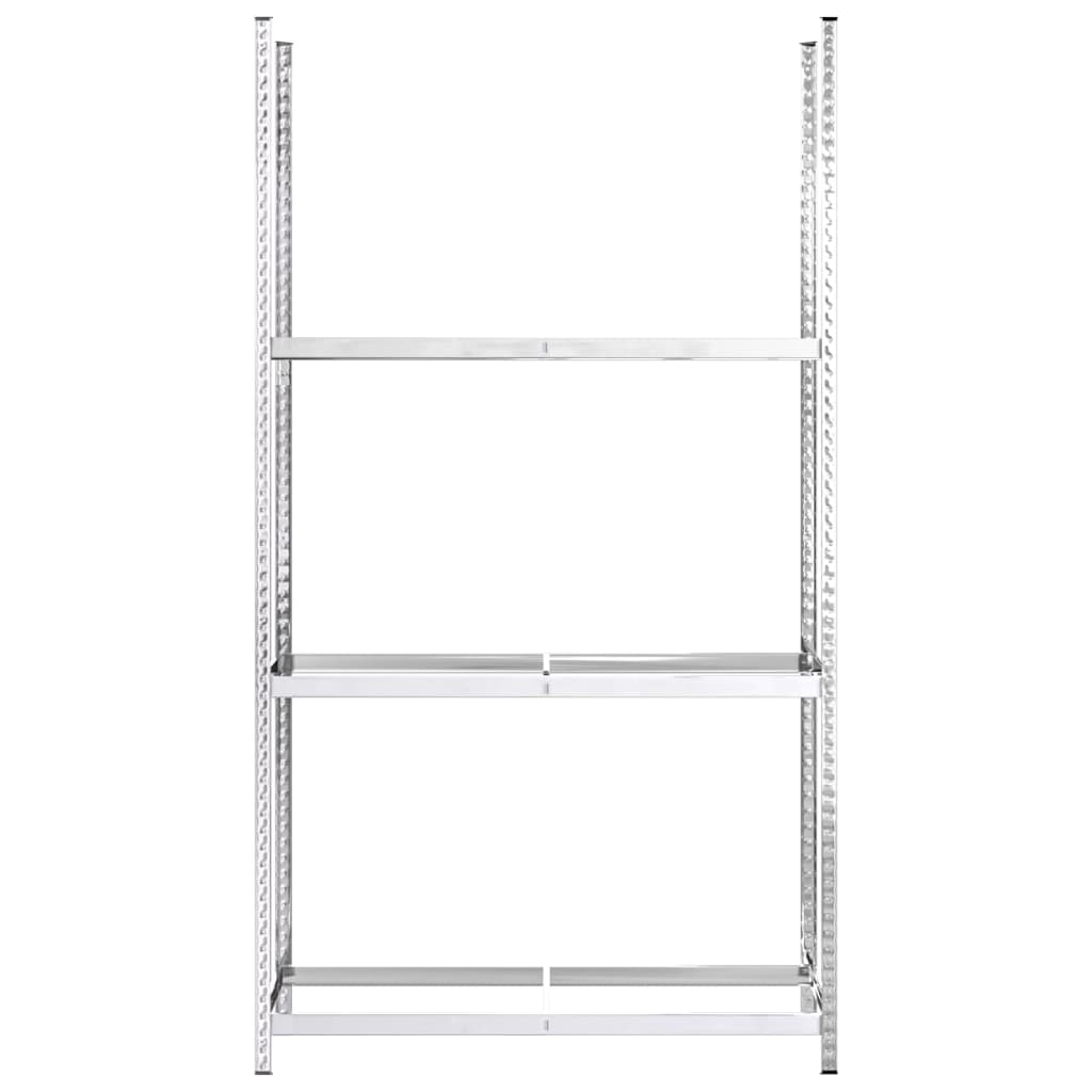 Reifenregale mit 2 Böden 3 Stk. Silbern 110x40x110 cm Stahl