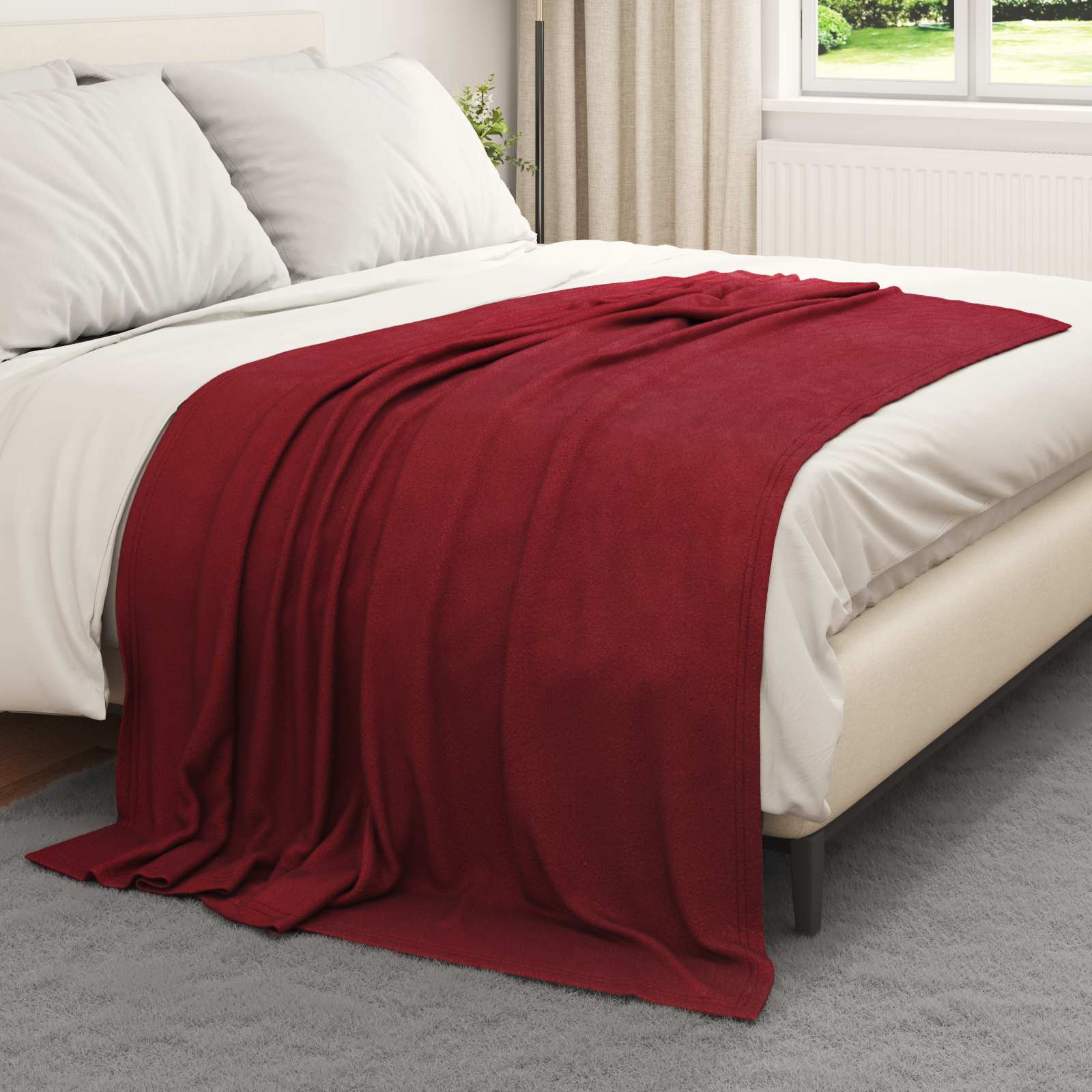 Überwurfdecke Beige 170 x 130 cm Fleece