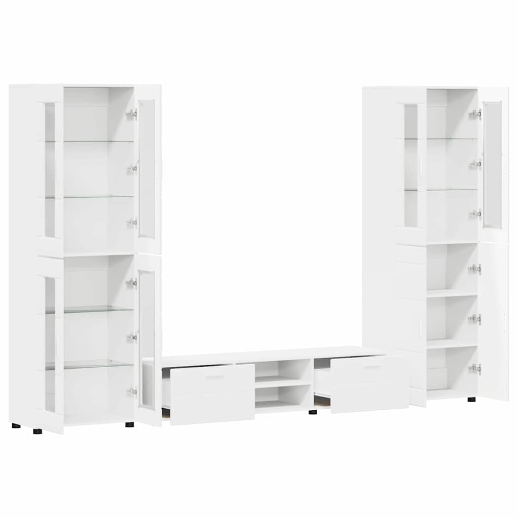 Highboard mit Regal FLORIN Weiß 60 x 35 x 182 cm Holzwerkstoff