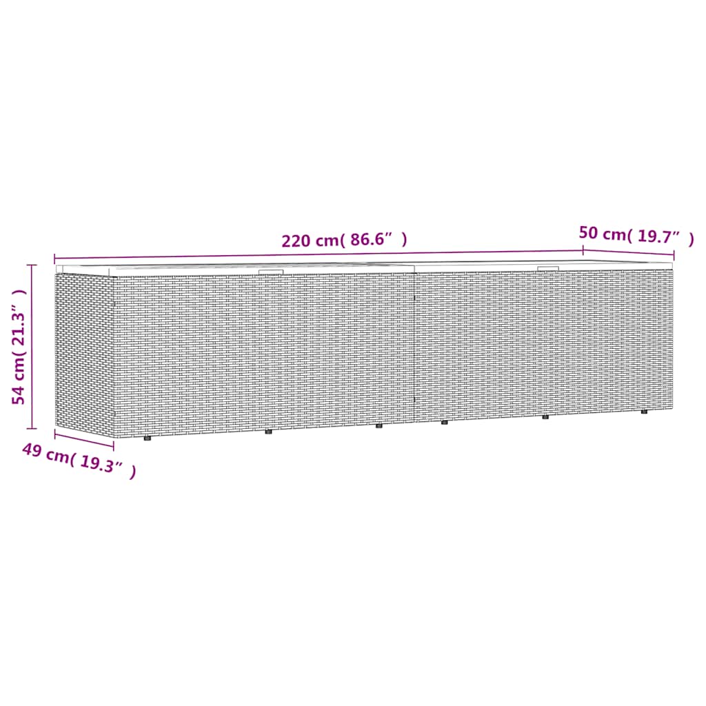 Gartentruhe Schwarz 110x50x54 cm Poly Rattan Akazienholz
