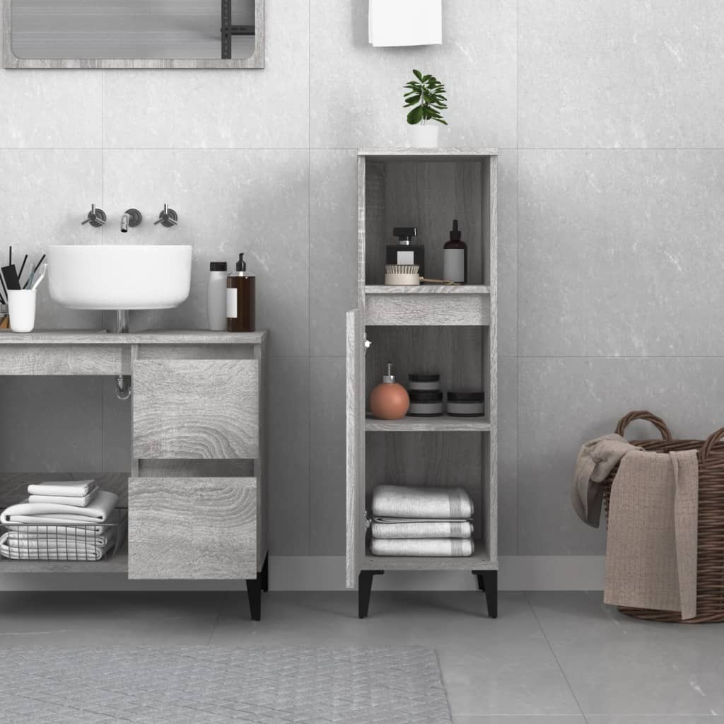 Badschrank Weiß 30x30x100 cm Holzwerkstoff