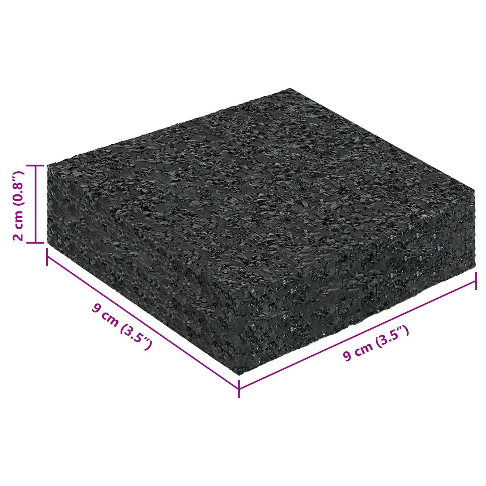 Gummigranulat-Patiopad Schwarz 6 x 9 x 0,3 cm Gummi