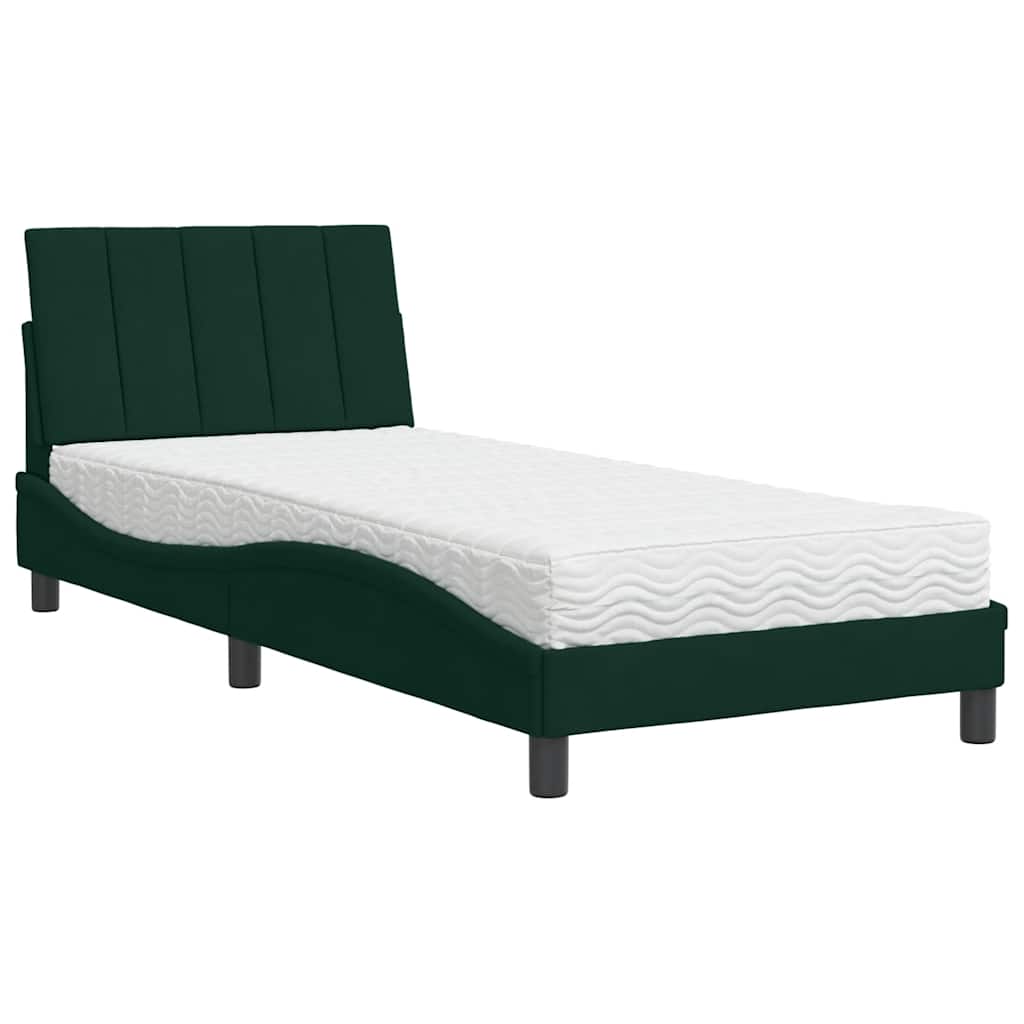 Bett mit Matratze "Hanko" Hellgrau 80x200 cm Samt