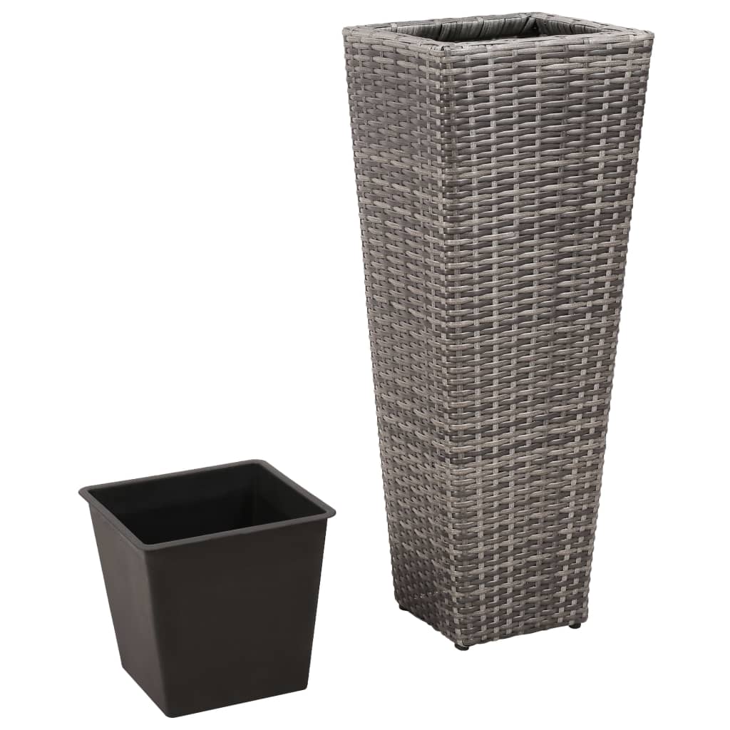 Garten-Hochbeet 3-tlg. Poly Rattan Schwarz