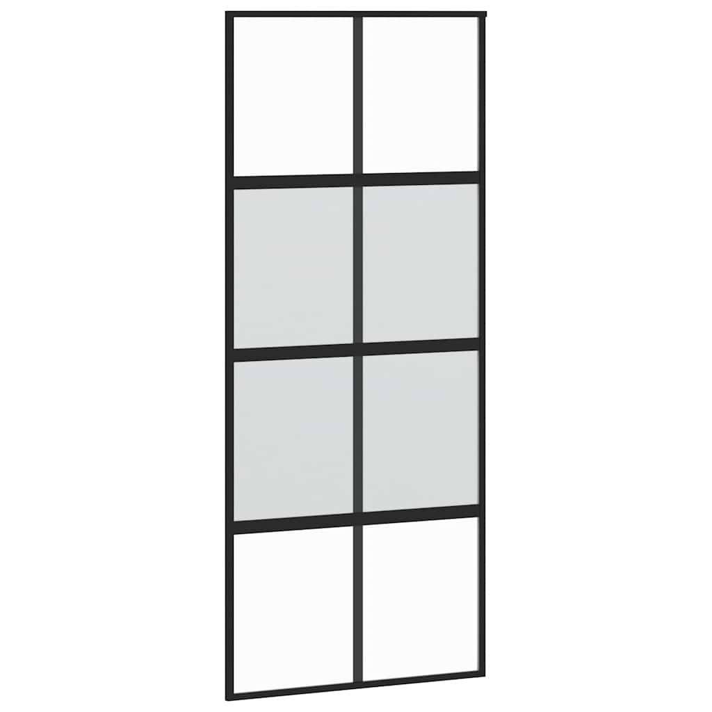 Schiebetür mit Beschlag Schwarz 76x205 cm Hartglas