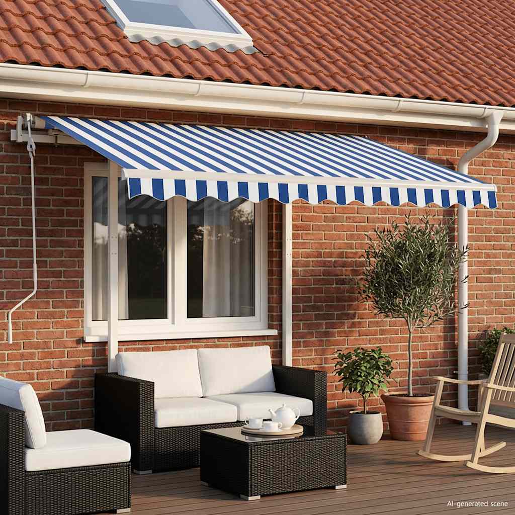 Markise Manuell Einziehbar mit Pfosten 3x2,5 m Creme