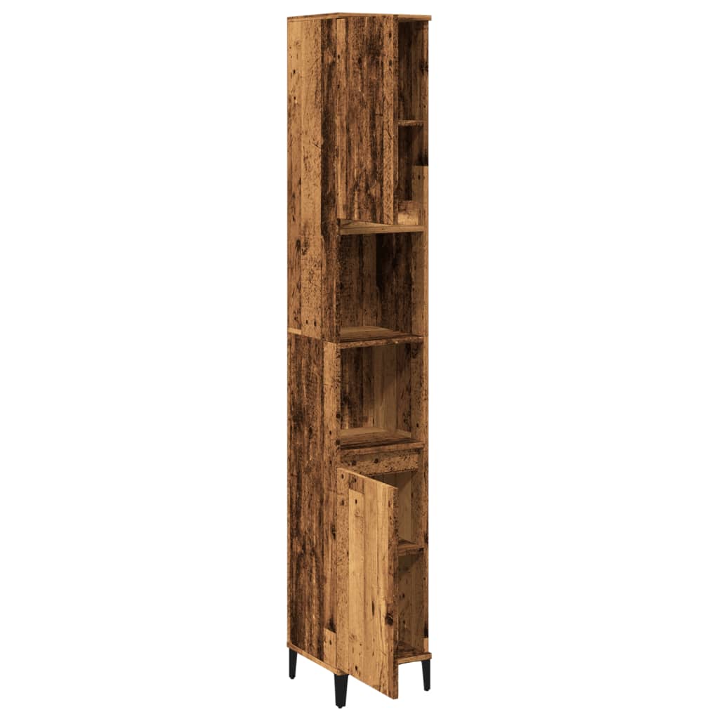 Badschrank Weiß 30x30x190 cm Holzwerkstoff