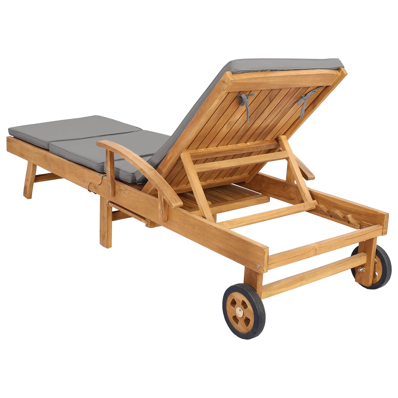Sonnenliege 1-Person Braun Massivholz Teak