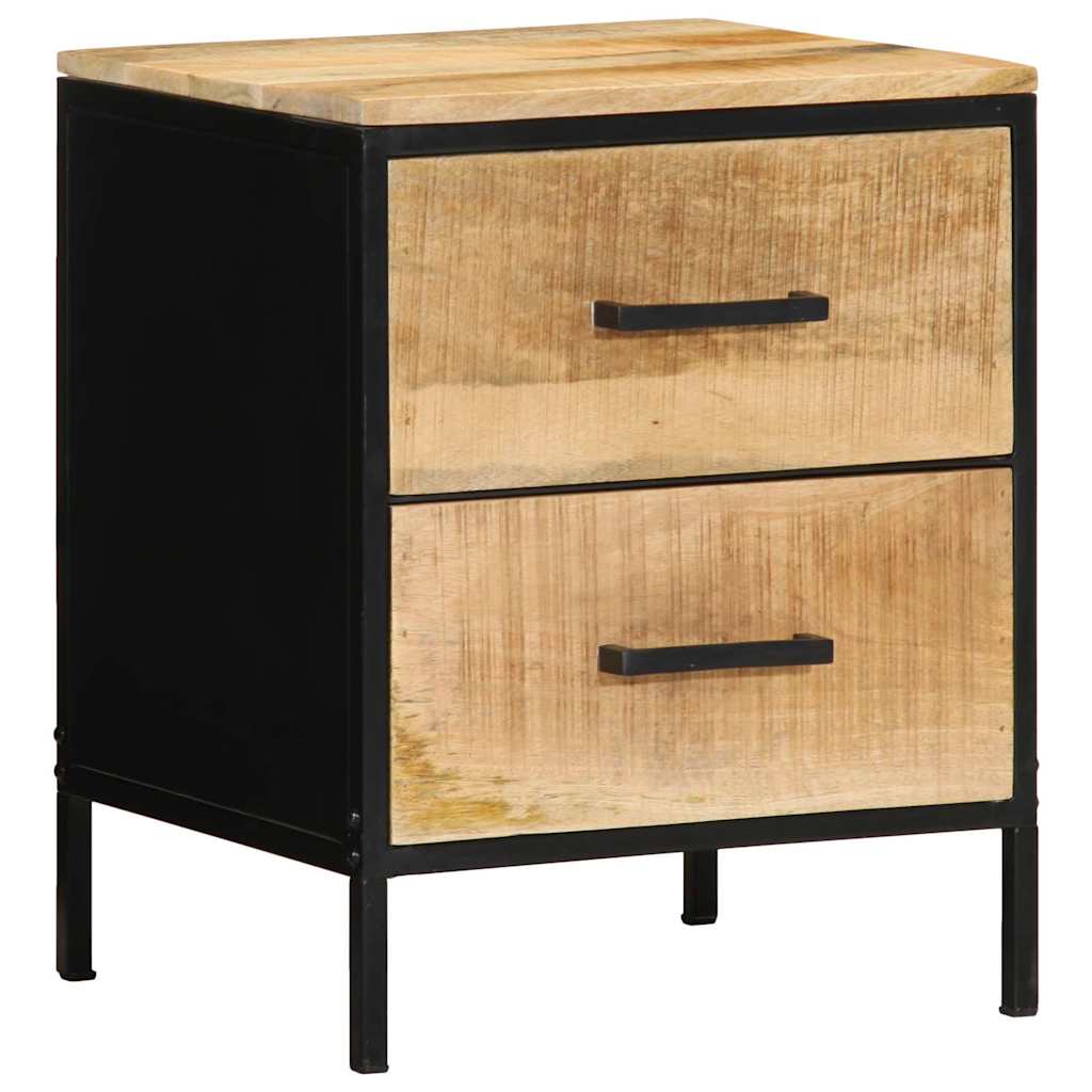 Nachttisch Braun und Schwarz 40 x 35 x 50 cm Massivholz Mango