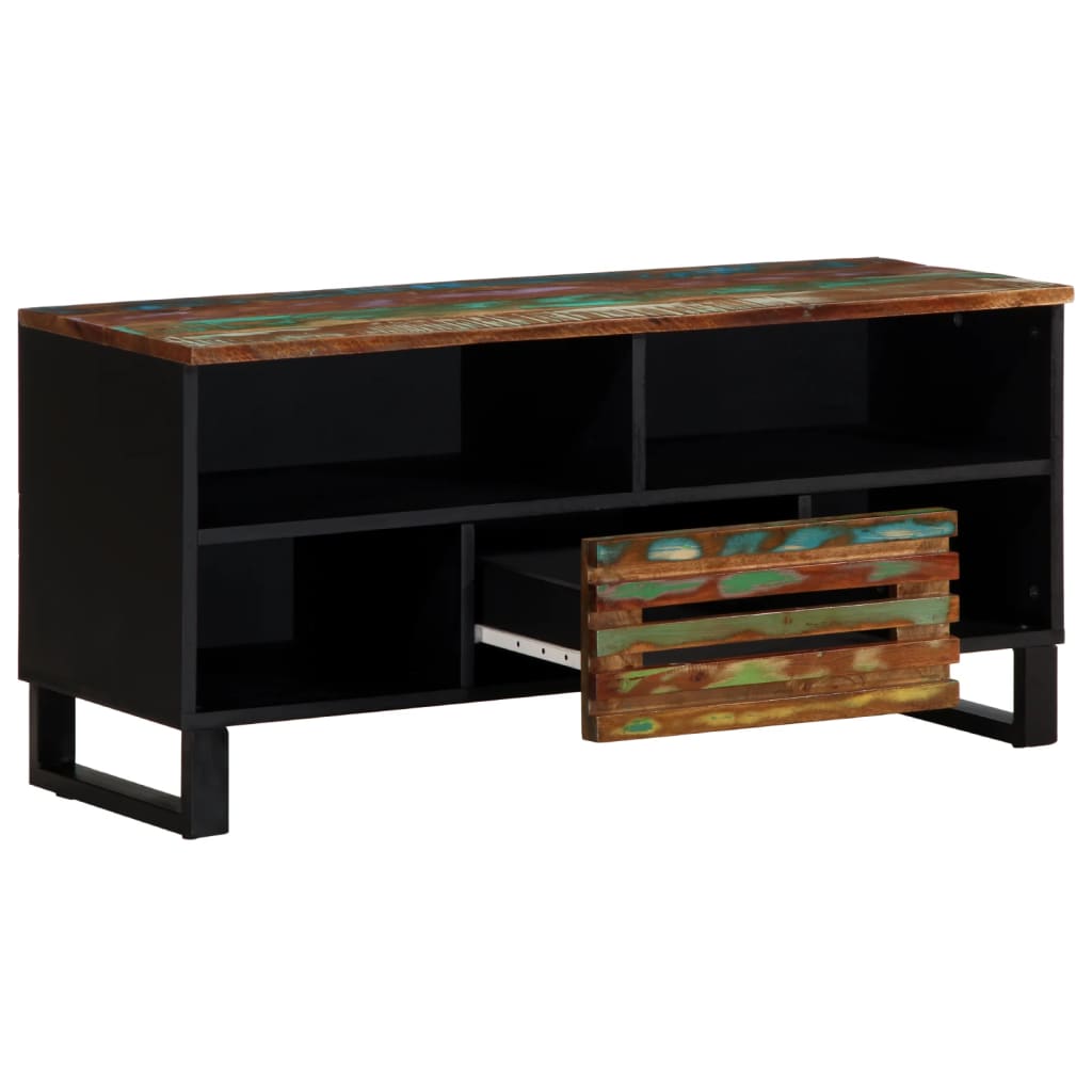 TV-Schrank 100x34x46 cm Raues Massives Mangoholz