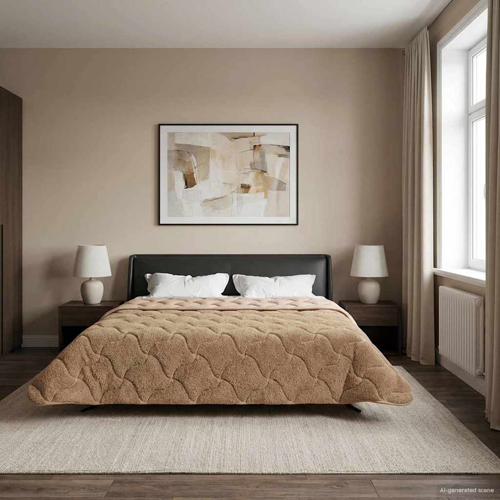 Sommerdecke Anthrazit 135 x 200 cm Mikrofaser und Teddy-Fleece